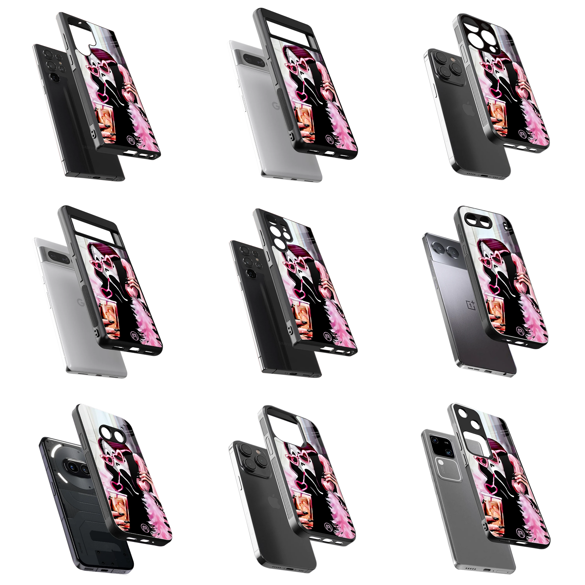 Durable Glass Back Mobile Case for iPhone, Samsung, OnePlus, Google Pixel, Redmi, Vivo, Oppo