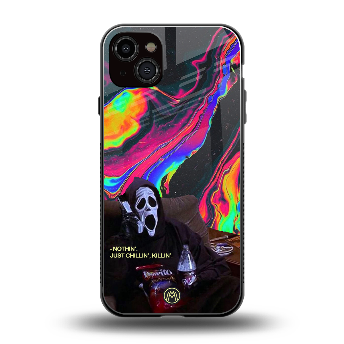 chillin killin back phone cover | glass case for iphone 15 plus