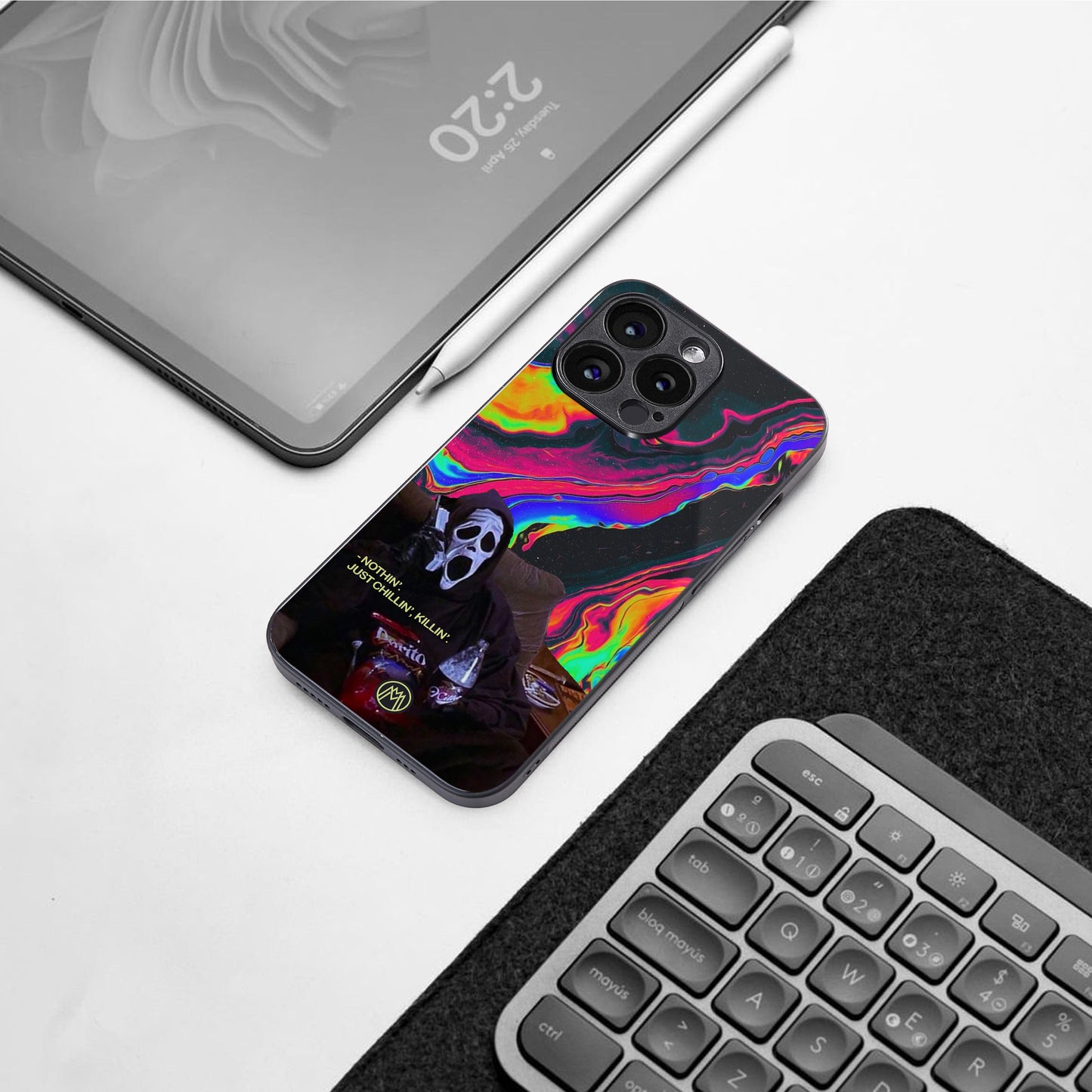 chillin killin back phone cover | glass case for iphone 15 plus