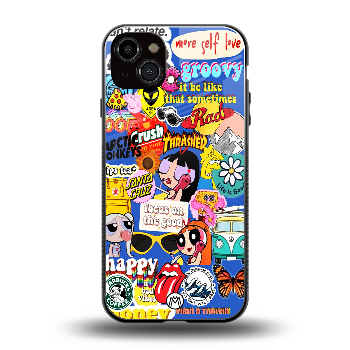 classic collage aesthetic back phone cover | glass case for iphone 15 plus