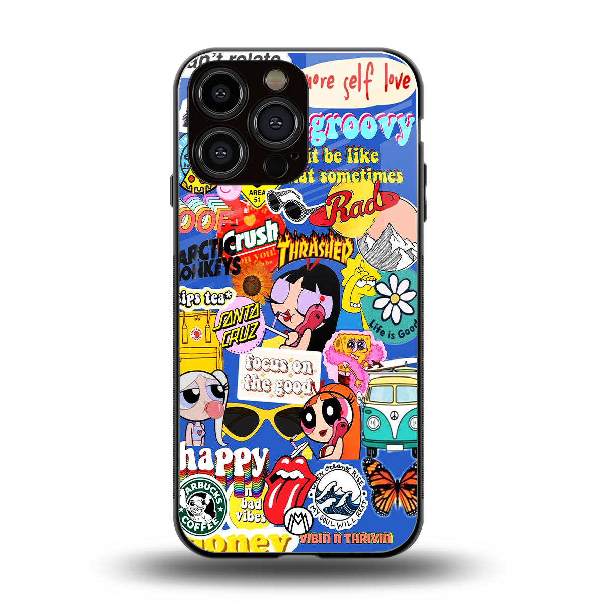 classic collage aesthetic back phone cover | glass case for iphone 14 pro max