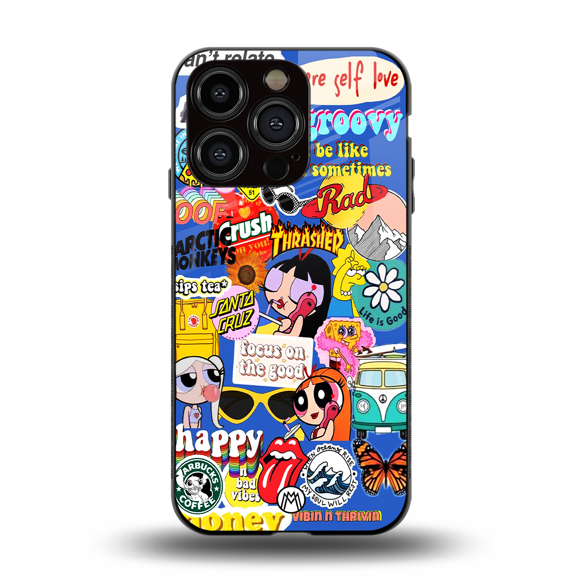 classic collage aesthetic back phone cover | glass case for iphone 14 pro