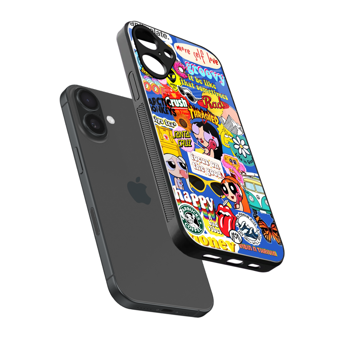 classic collage aesthetic back phone cover | glass case for iphone 16 plus
