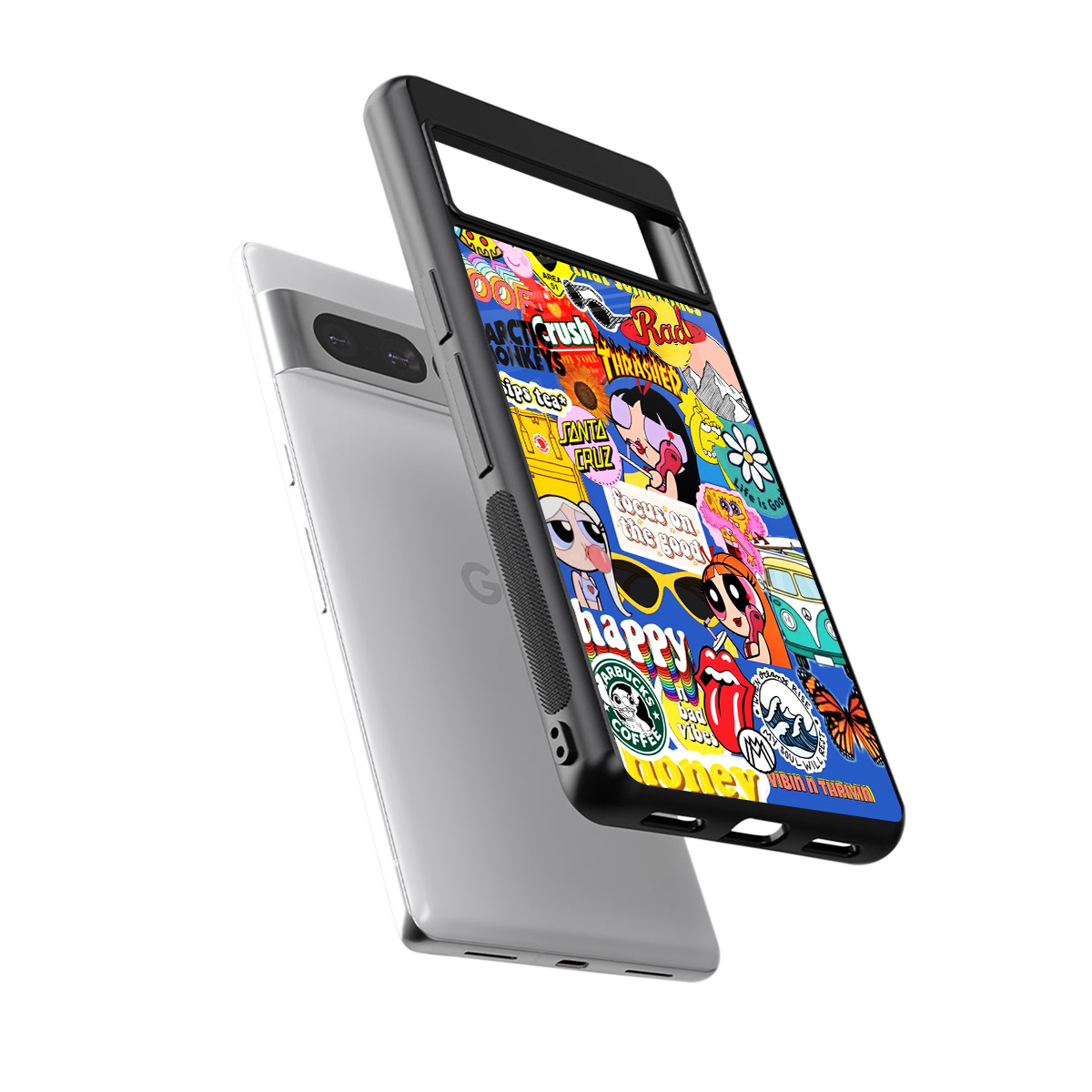 classic collage aesthetic back phone cover | glass case for google pixel 7 pro