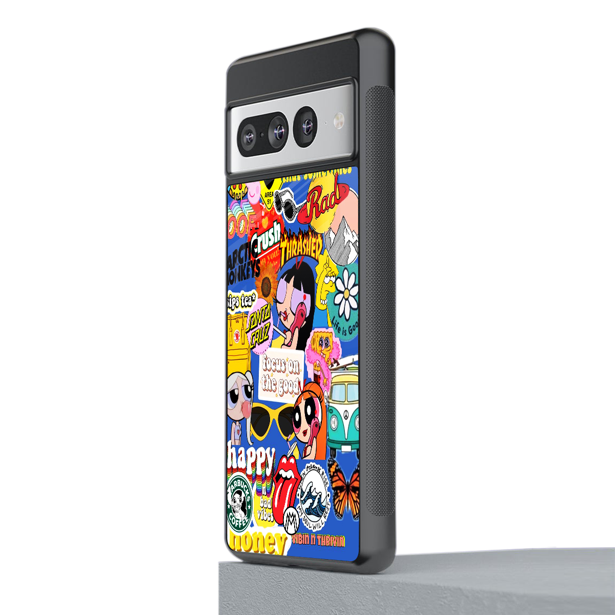 classic collage aesthetic back phone cover | glass case for google pixel 7 pro