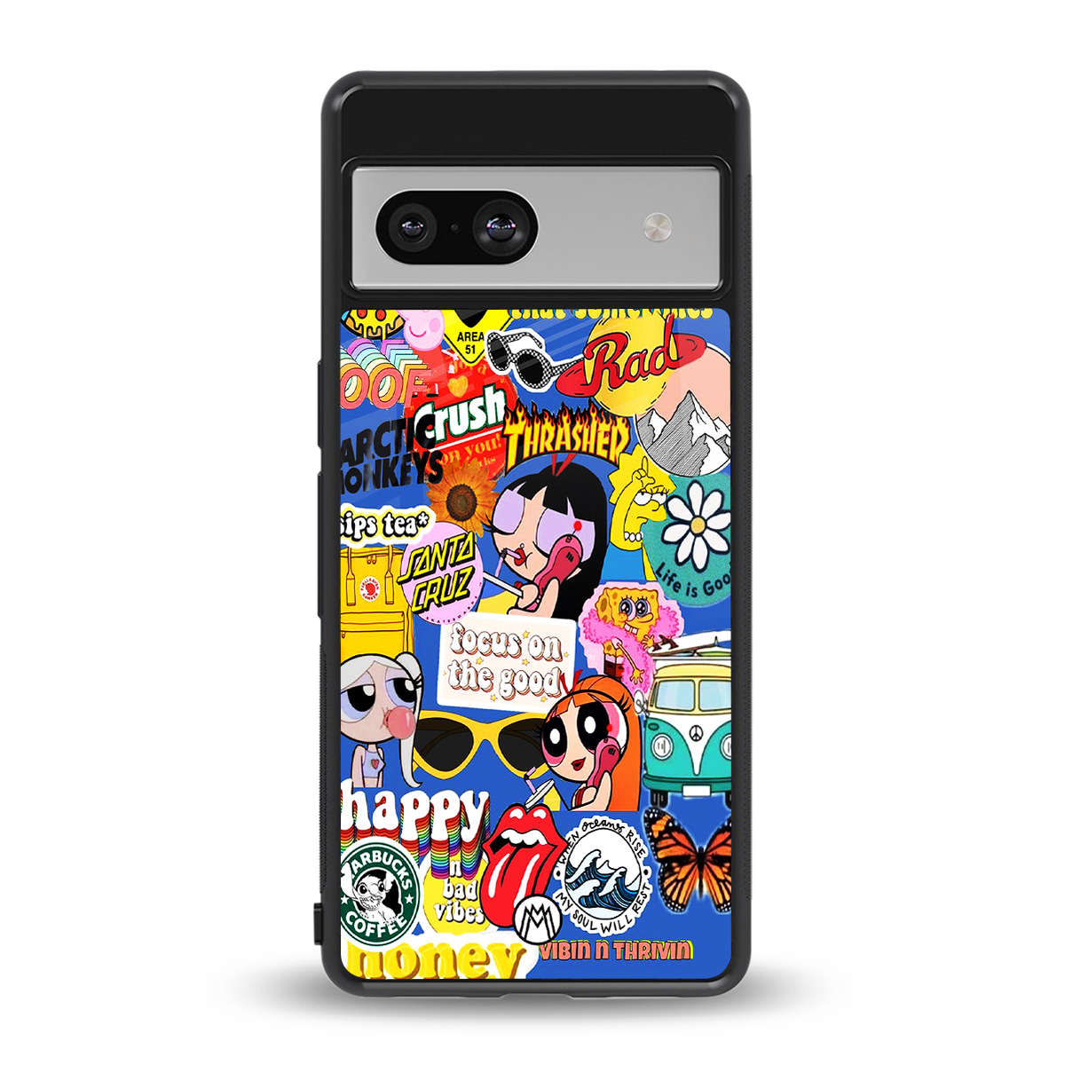 classic collage aesthetic back phone cover | glass case for Google Pixel 7