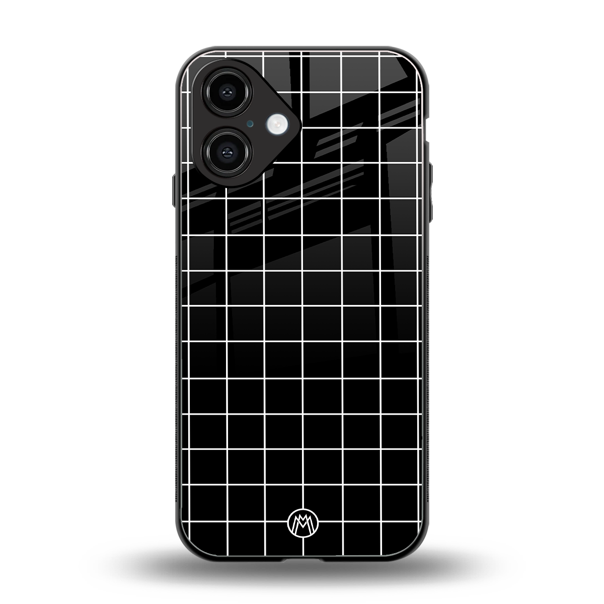classic grid dark edition back phone cover | glass case for iphone 16