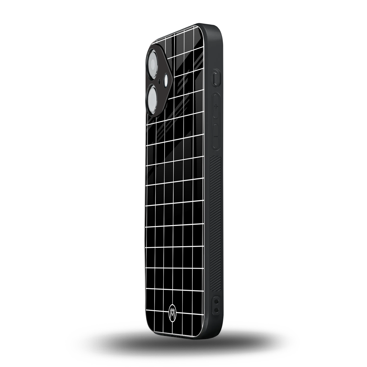 classic grid dark edition back phone cover | glass case for iphone 16