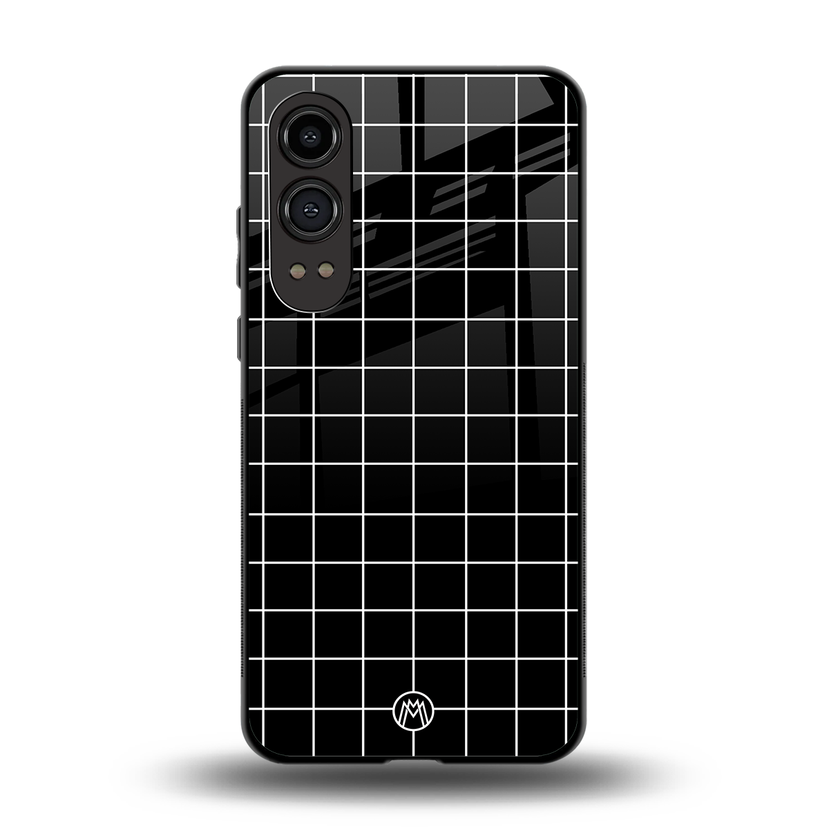 classic grid dark edition back phone cover | glass case for oneplus nord ce 4 lite