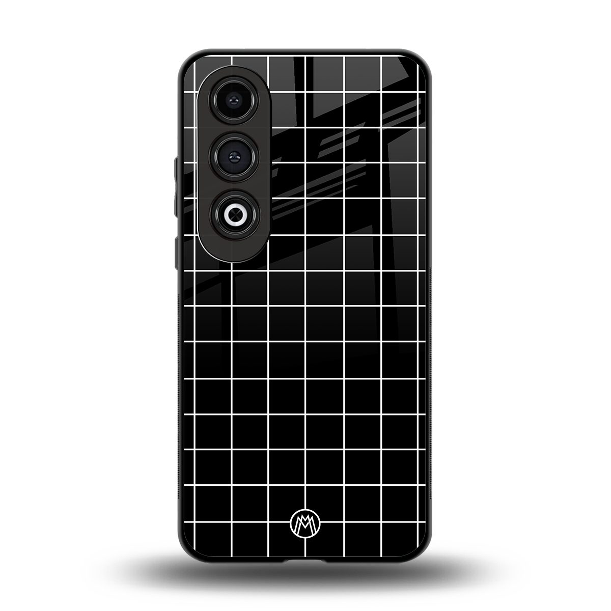 classic grid dark edition back phone cover | glass case for oneplus nord ce 4