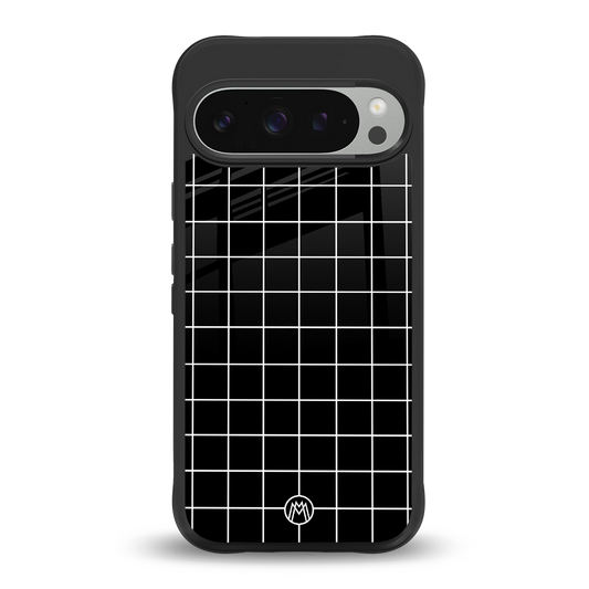 classic grid dark edition back phone cover | glass case for google pixel 9 pro
