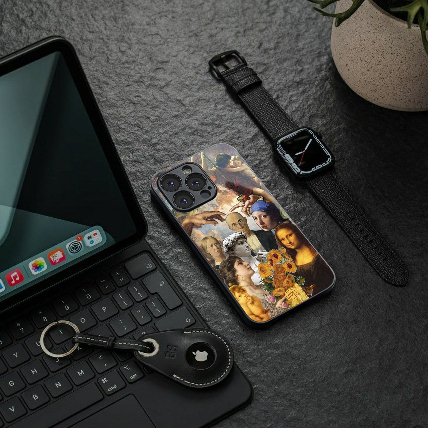 classic icons back phone cover | glass case for iphone 15 plus