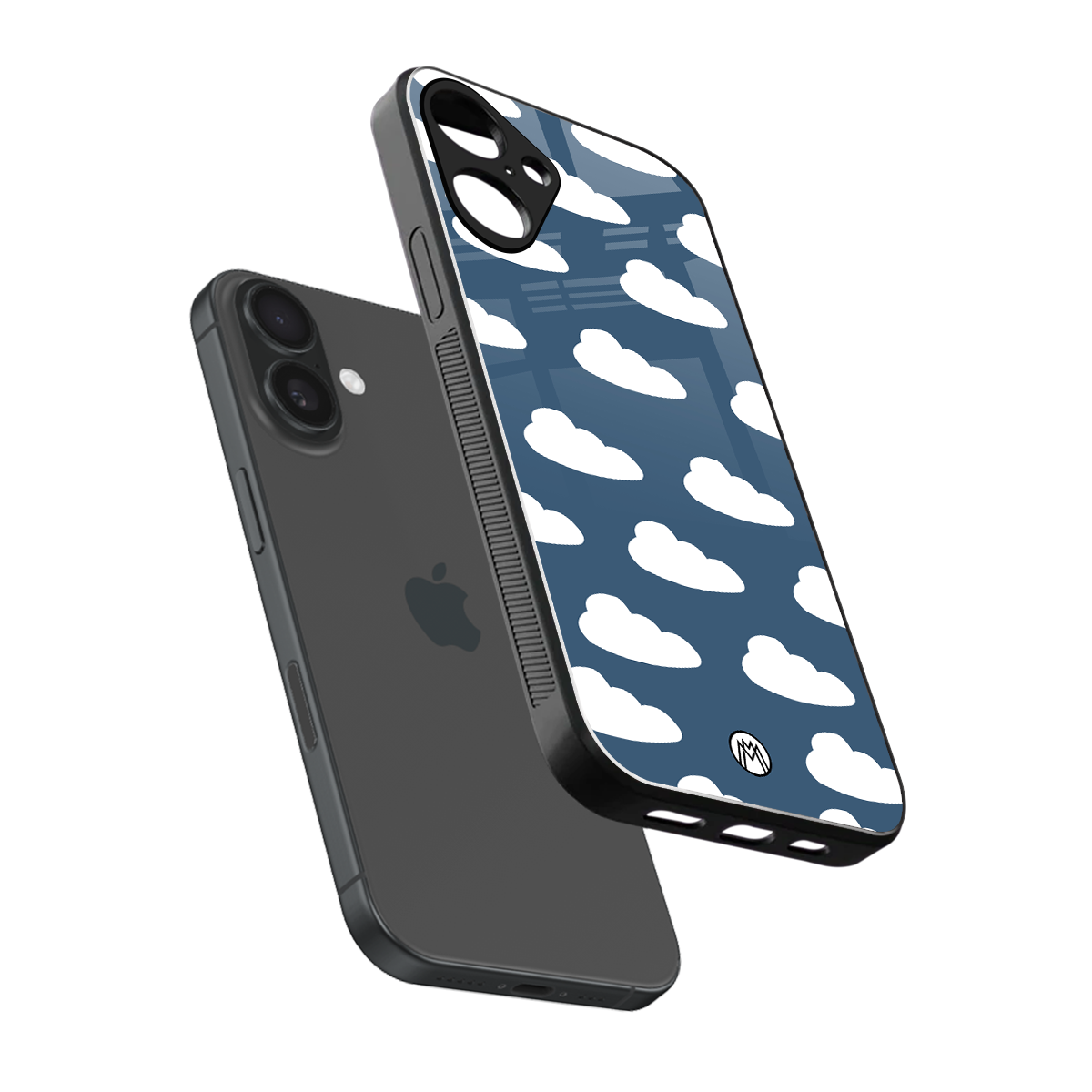 clouds back phone cover | glass case for iphone 16 plus