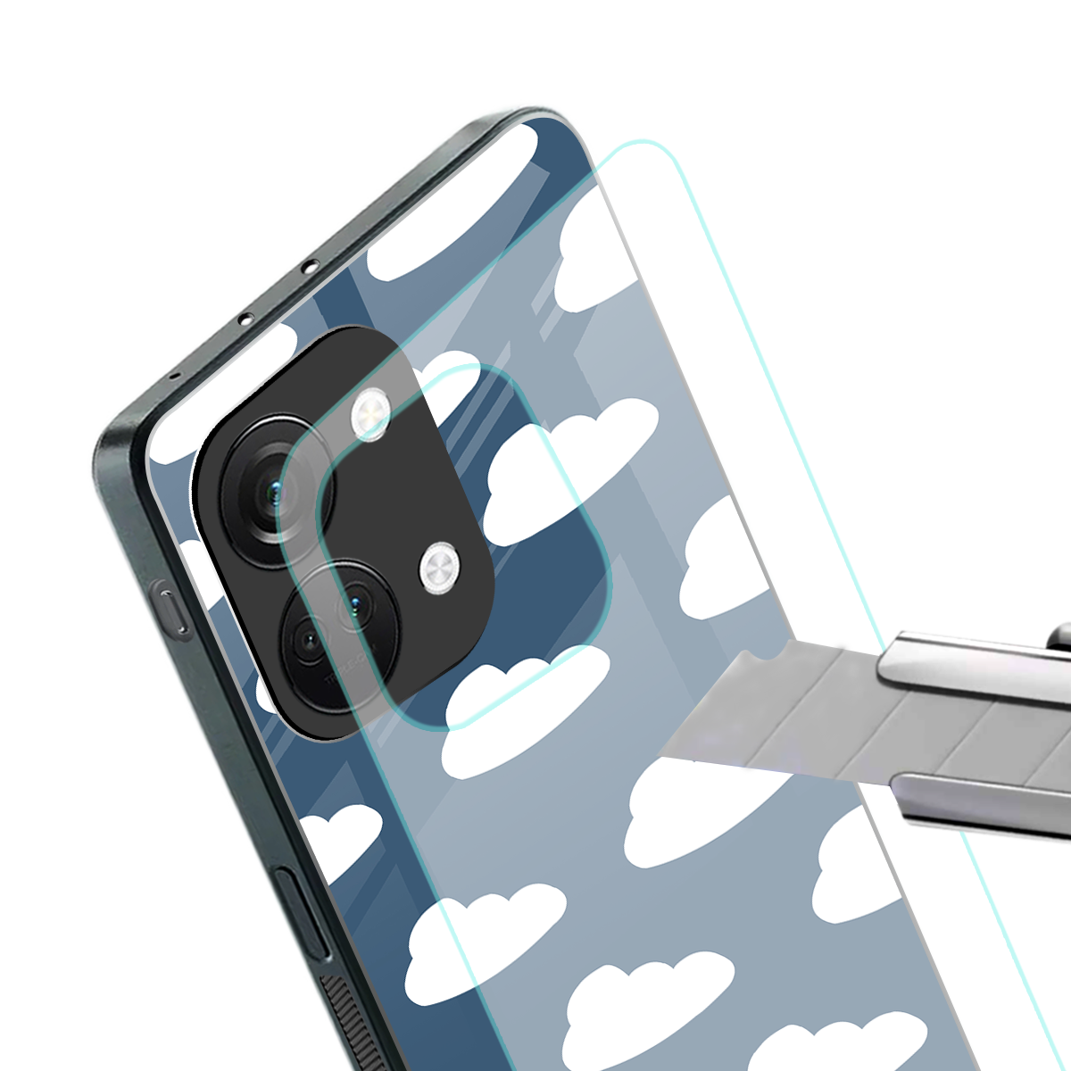 clouds back phone cover | glass case for oneplus nord 3