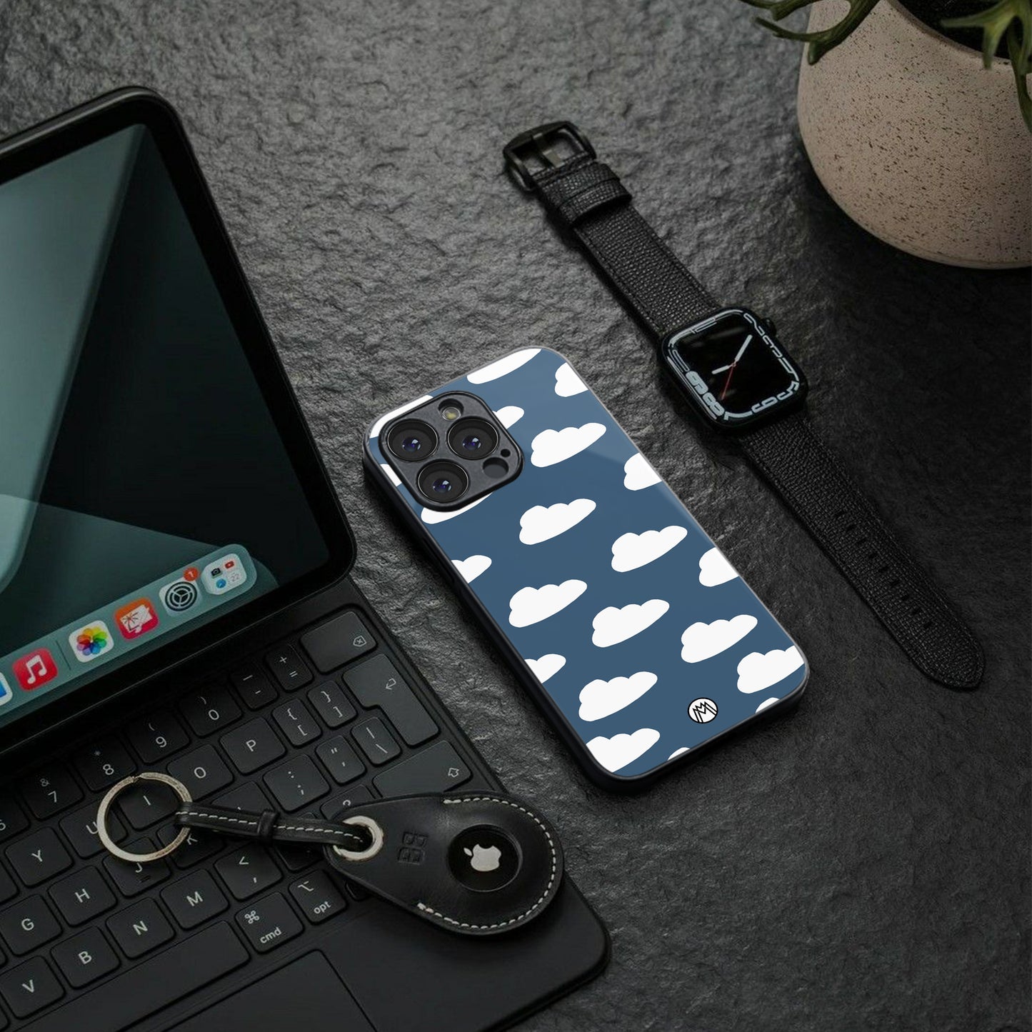 clouds back phone cover | glass case for iphone 16