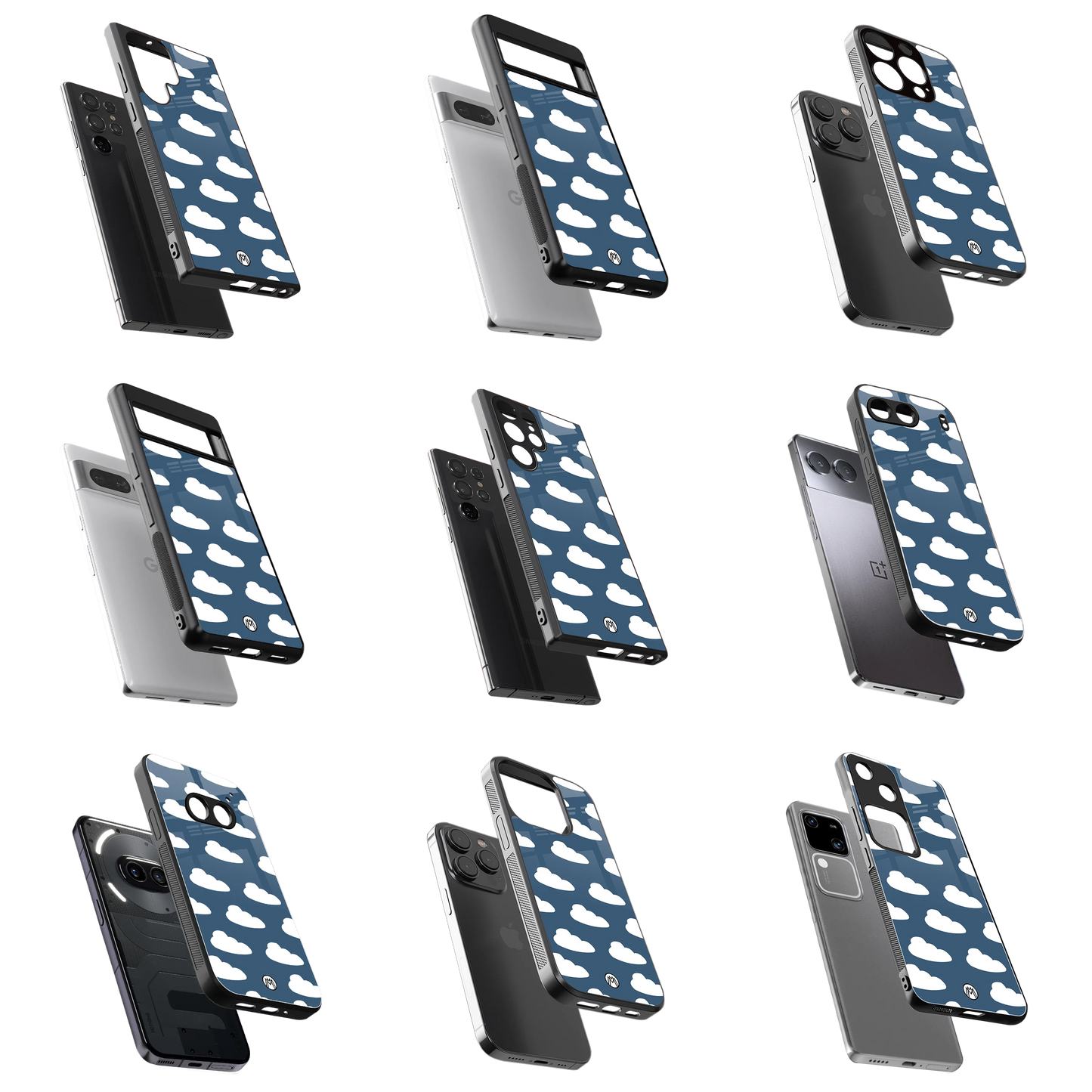 Durable Glass Back Mobile Case for iPhone, Samsung, OnePlus, Google Pixel, Redmi, Vivo, Oppo
