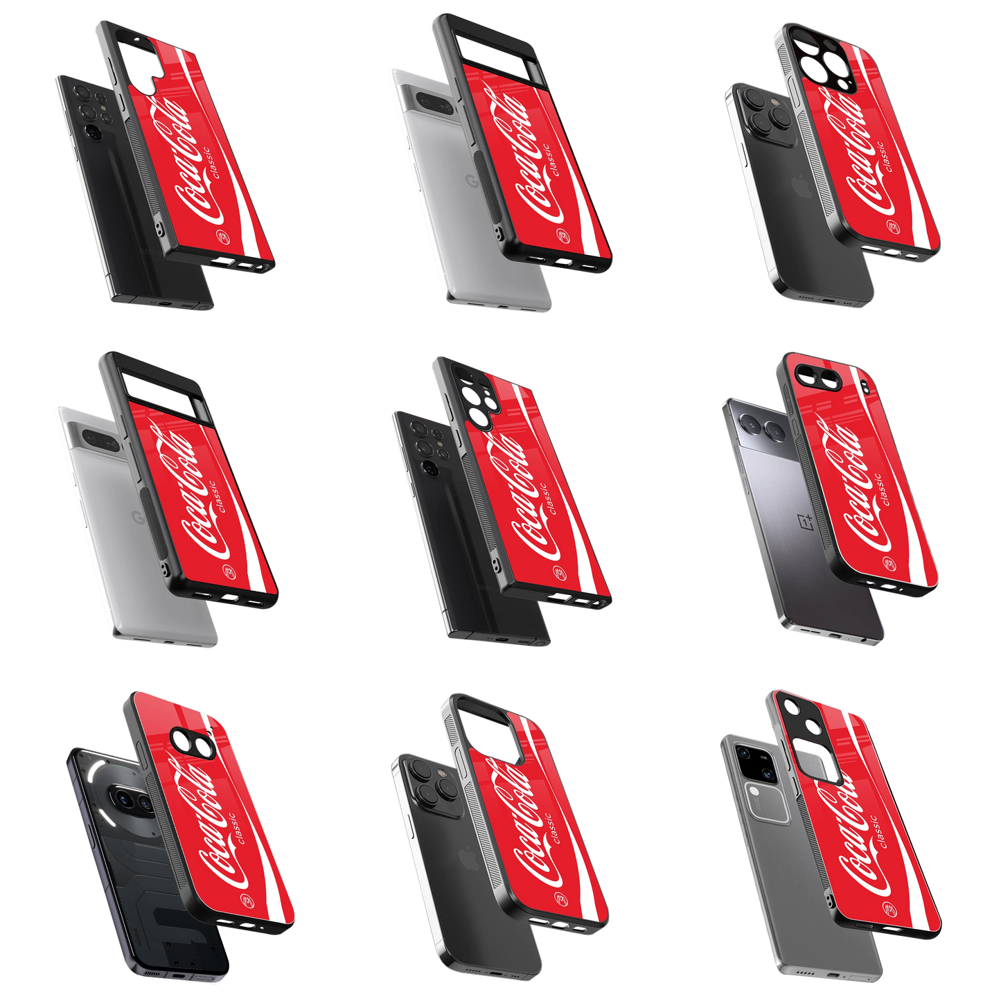 Durable Glass Back Mobile Case for iPhone, Samsung, OnePlus, Google Pixel, Redmi, Vivo, Oppo