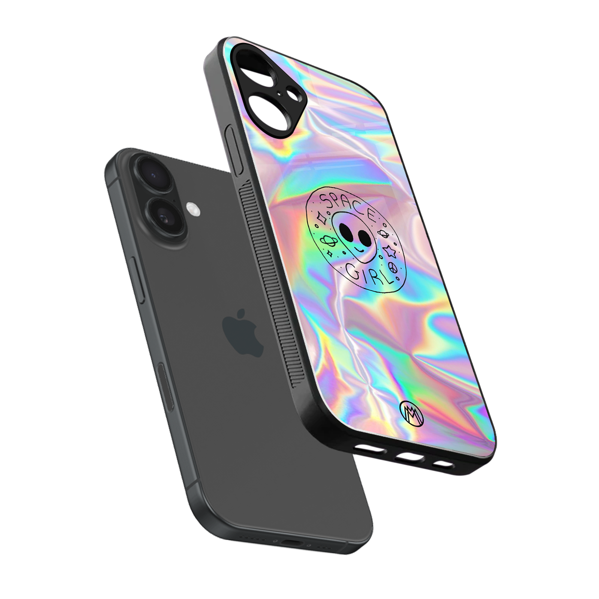 colorful alien back phone cover | glass case for iphone 16 plus