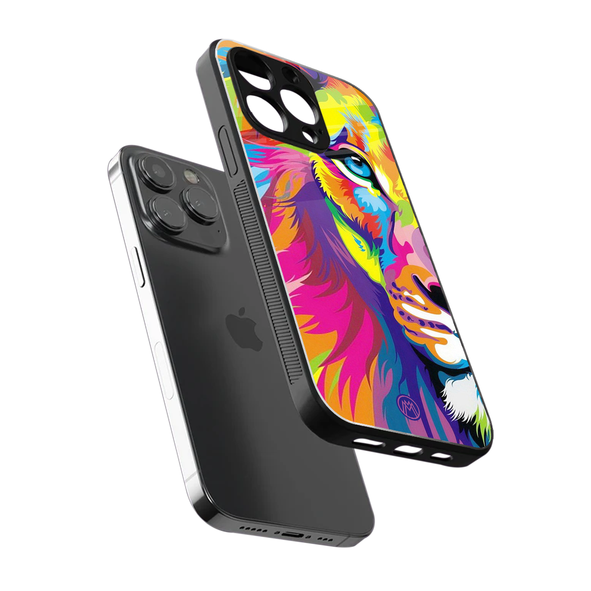 colourful fierce lion back phone cover | glass case for iphone 15 pro max