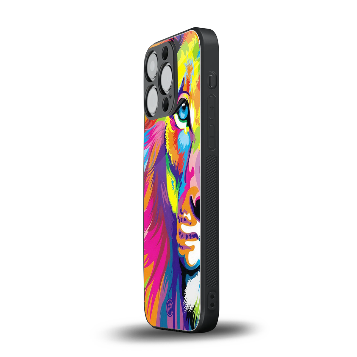 colourful fierce lion back phone cover | glass case for iphone 14 pro