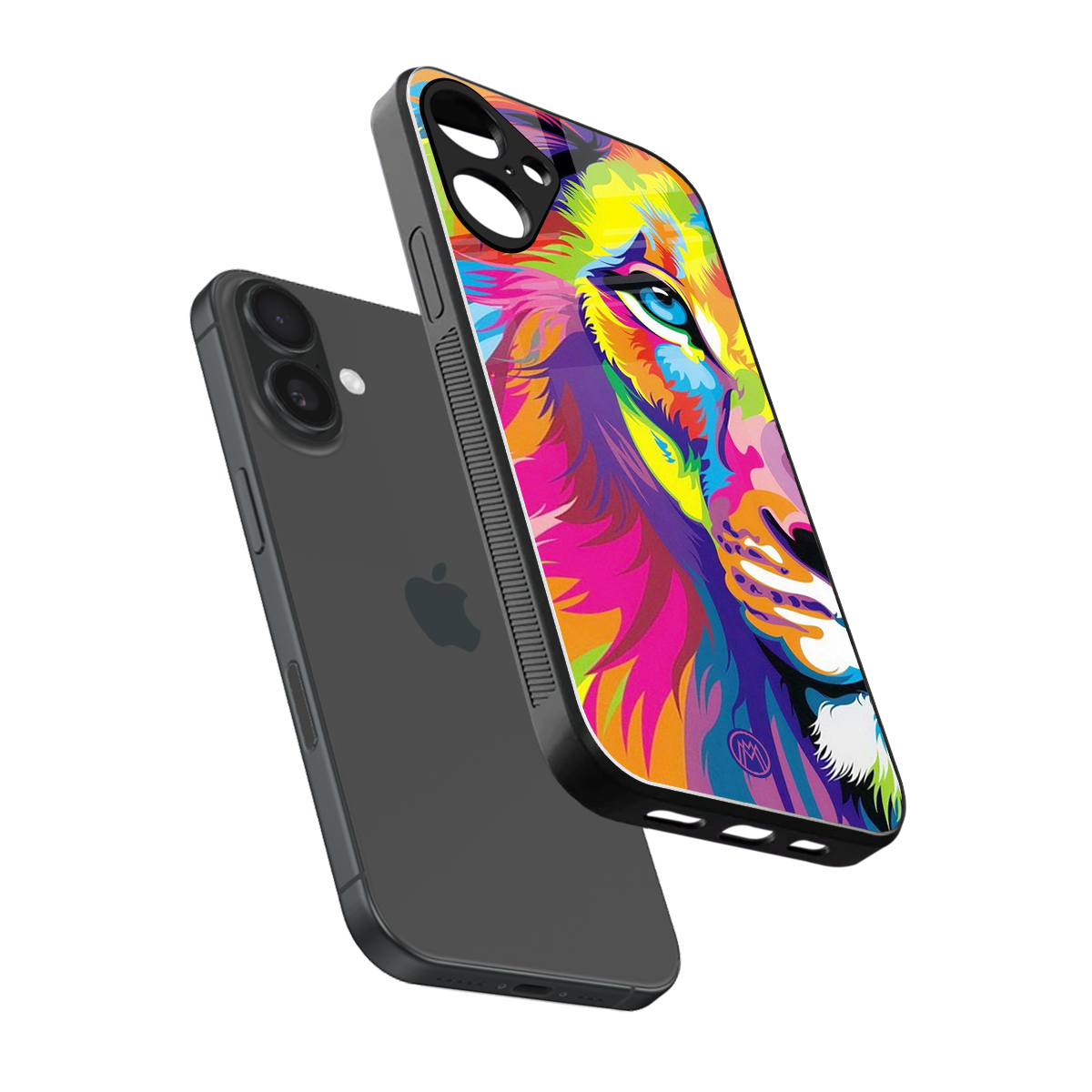 colourful fierce lion back phone cover | glass case for iphone 16 plus