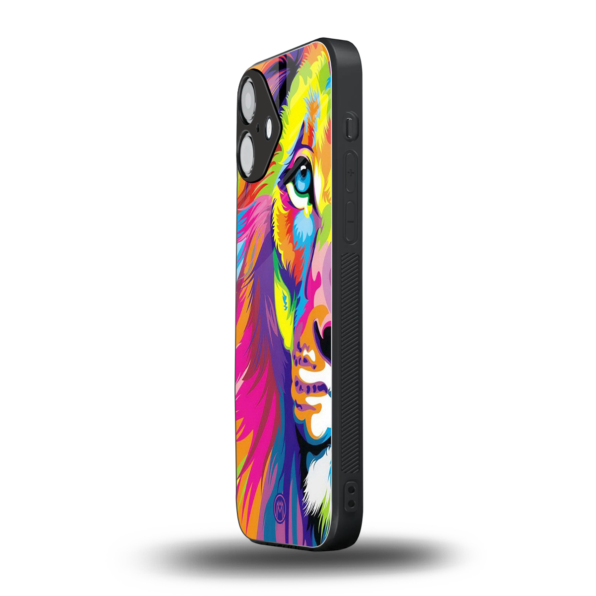 colourful fierce lion back phone cover | glass case for iphone 16 plus