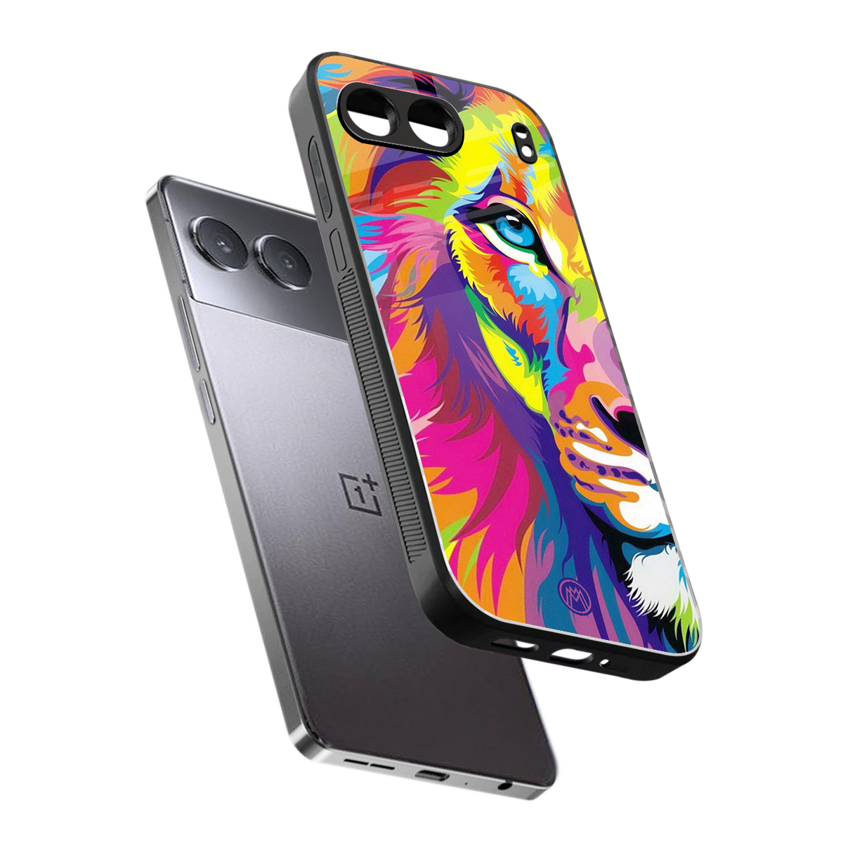 colourful fierce lion back phone cover | glass case for oneplus nord 4