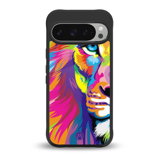 colourful fierce lion back phone cover | glass case for google pixel 9 pro