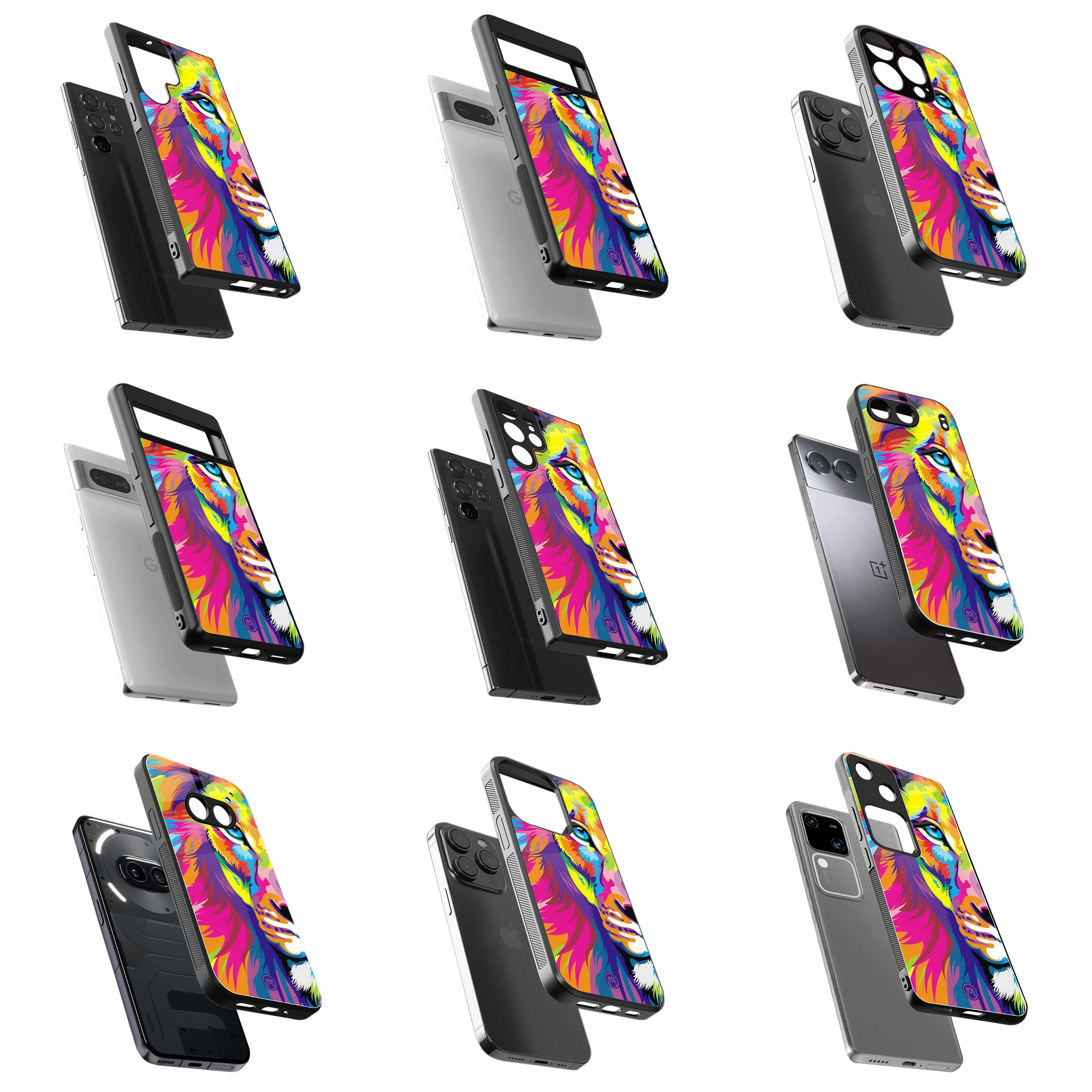 Durable Glass Back Mobile Case for iPhone, Samsung, OnePlus, Google Pixel, Redmi, Vivo, Oppo