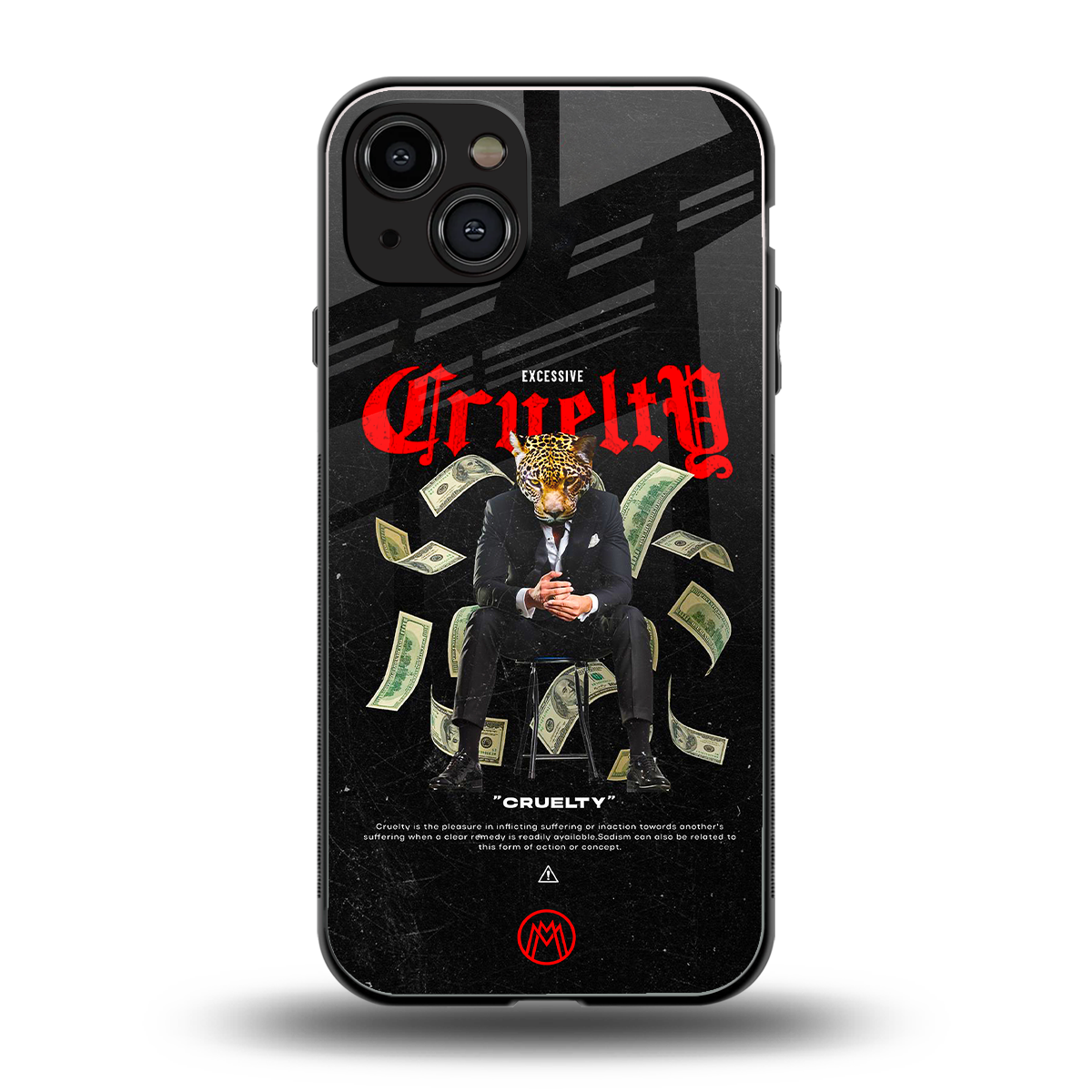 cruelty back phone cover | glass case for iphone 15