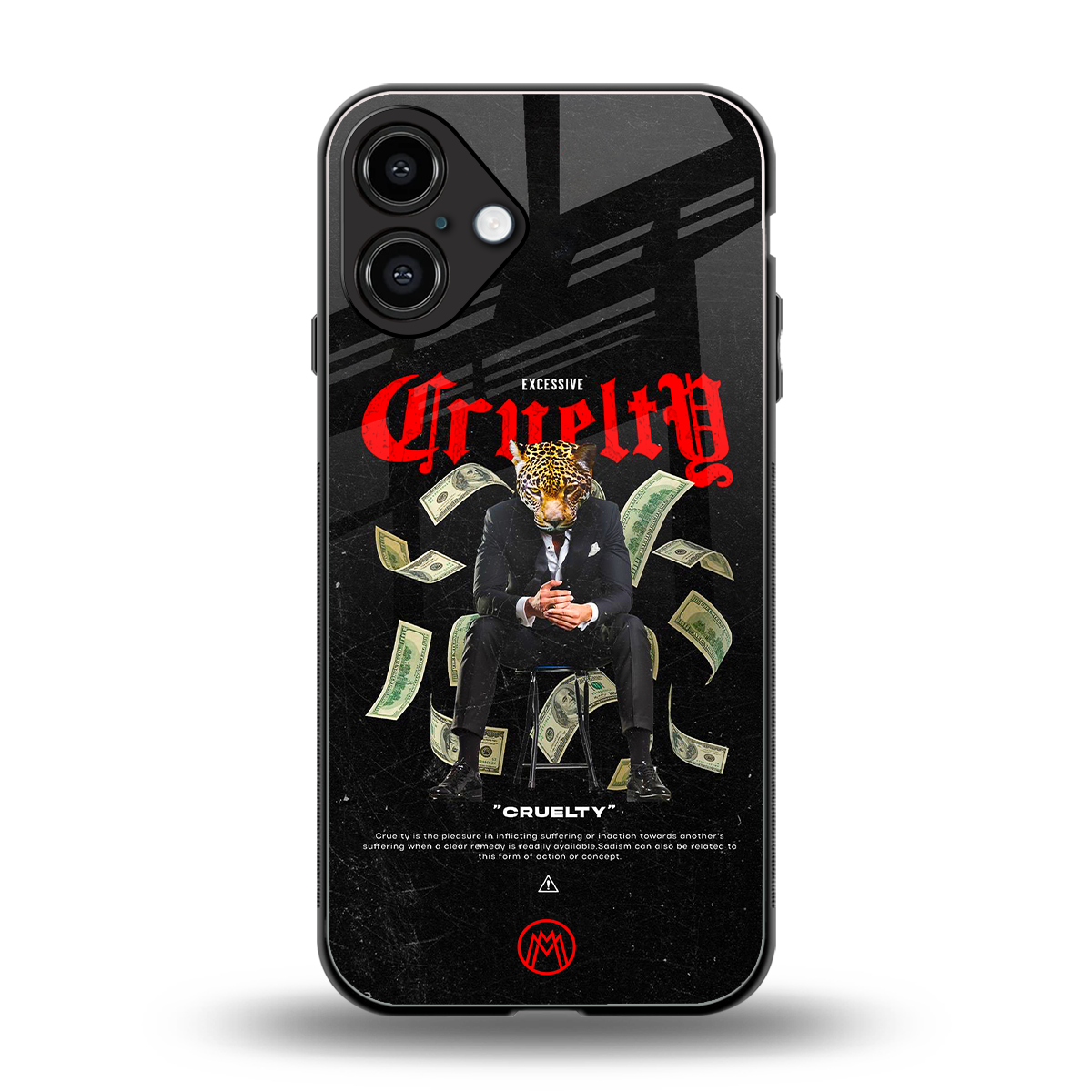 cruelty back phone cover | glass case for iphone 16 plus