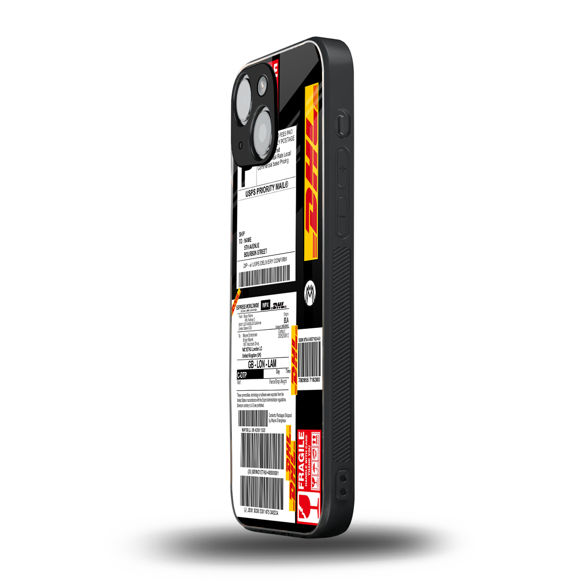 dhl delivery label back phone cover | glass case for iphone 13 mini