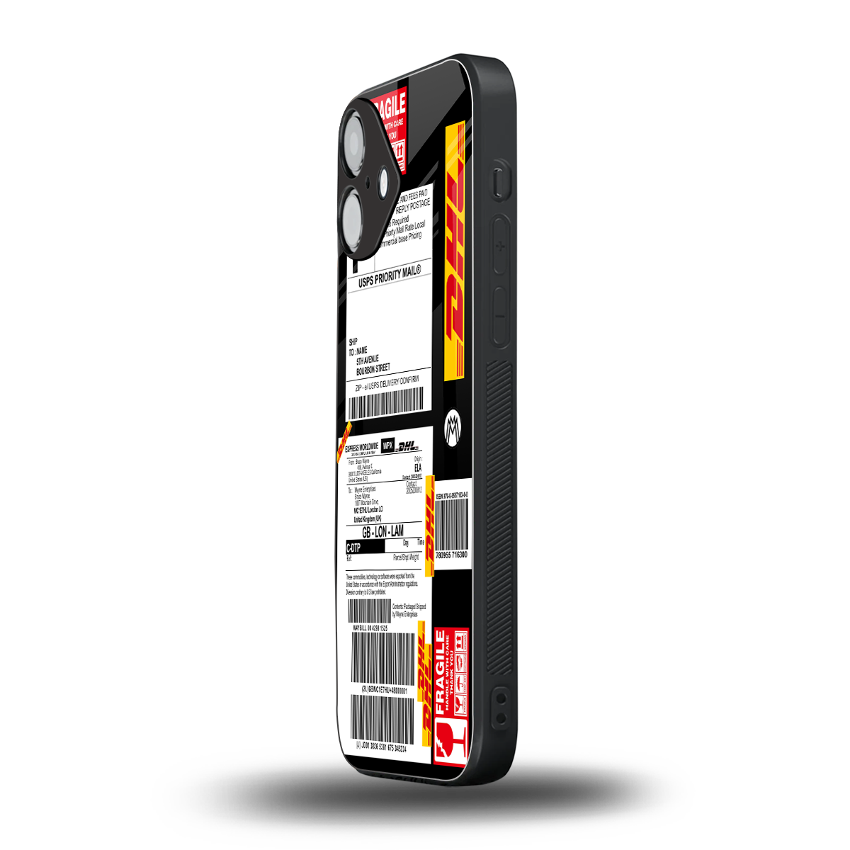 dhl delivery label back phone cover | glass case for iphone 16 plus