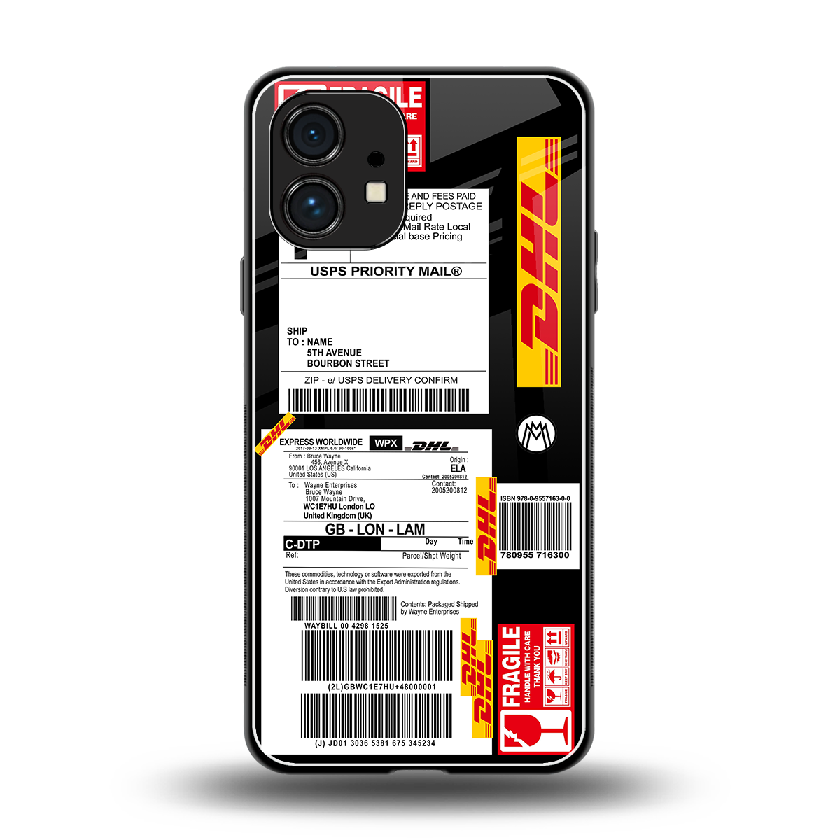 dhl delivery label back phone cover | glass case for nothing phone 1