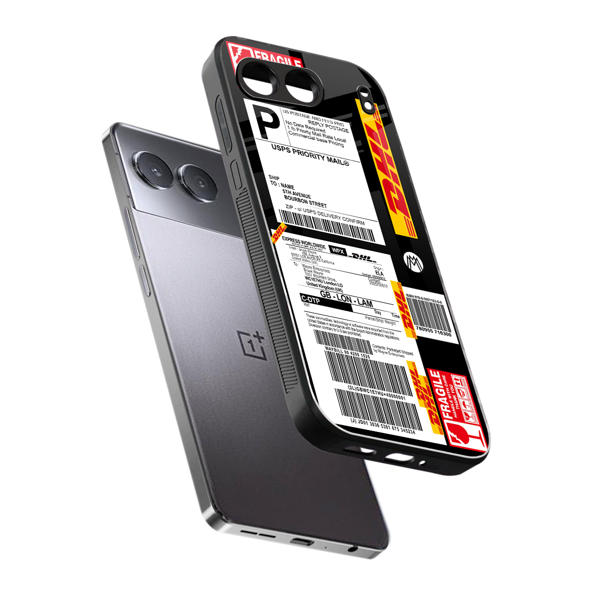 dhl delivery label back phone cover | glass case for oneplus nord 4