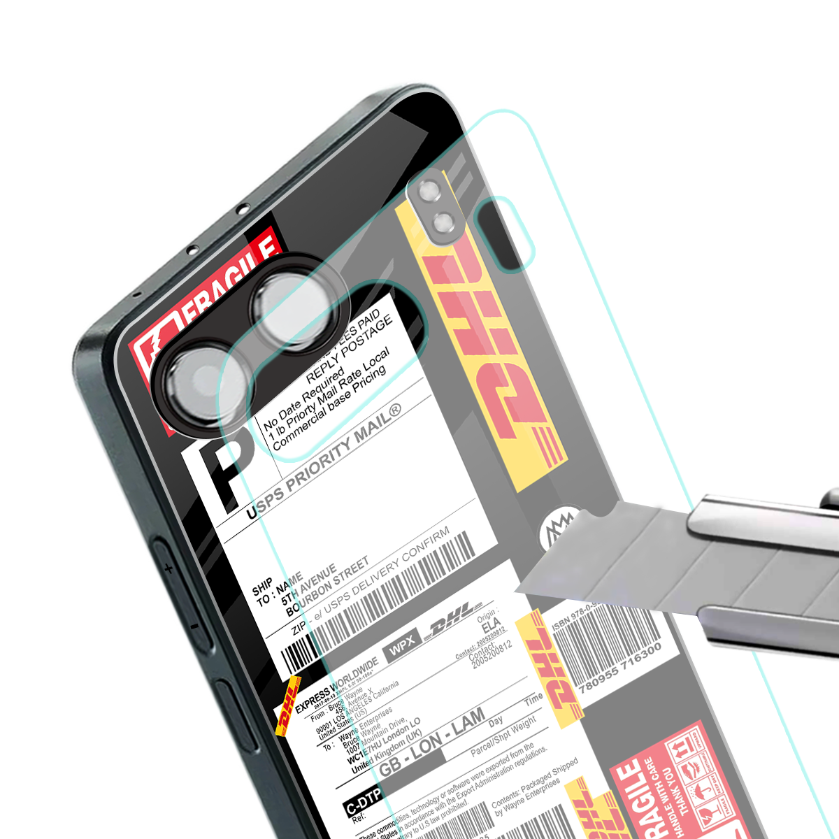 dhl delivery label back phone cover | glass case for oneplus nord 4