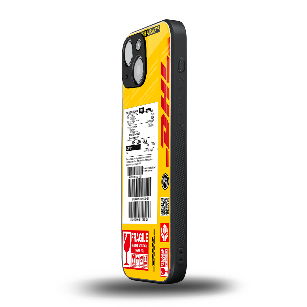 dhl yellow delivery label back phone cover | glass case for iphone 13 mini