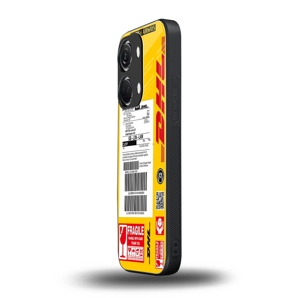 dhl yellow delivery label back phone cover | glass case for oneplus nord 3