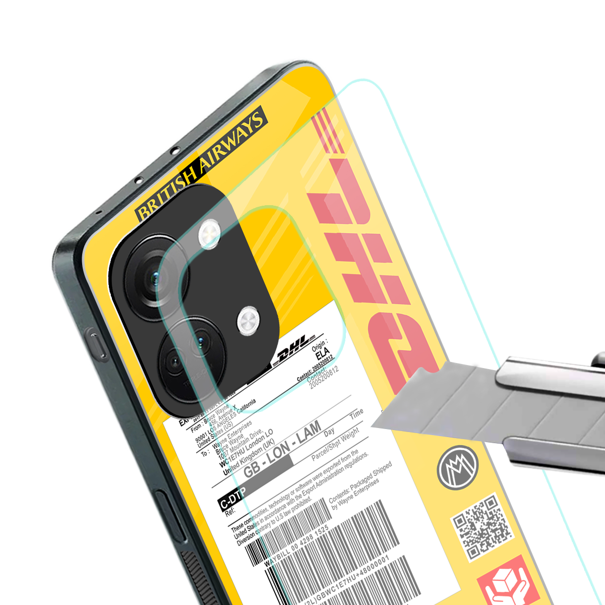 dhl yellow delivery label back phone cover | glass case for oneplus nord 3