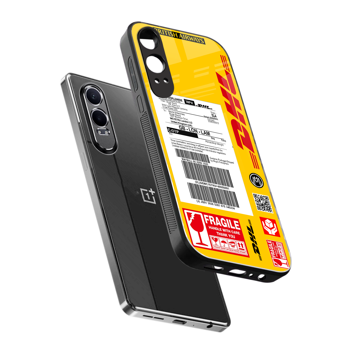 dhl yellow delivery label back phone cover | glass case for oneplus nord ce 4 lite
