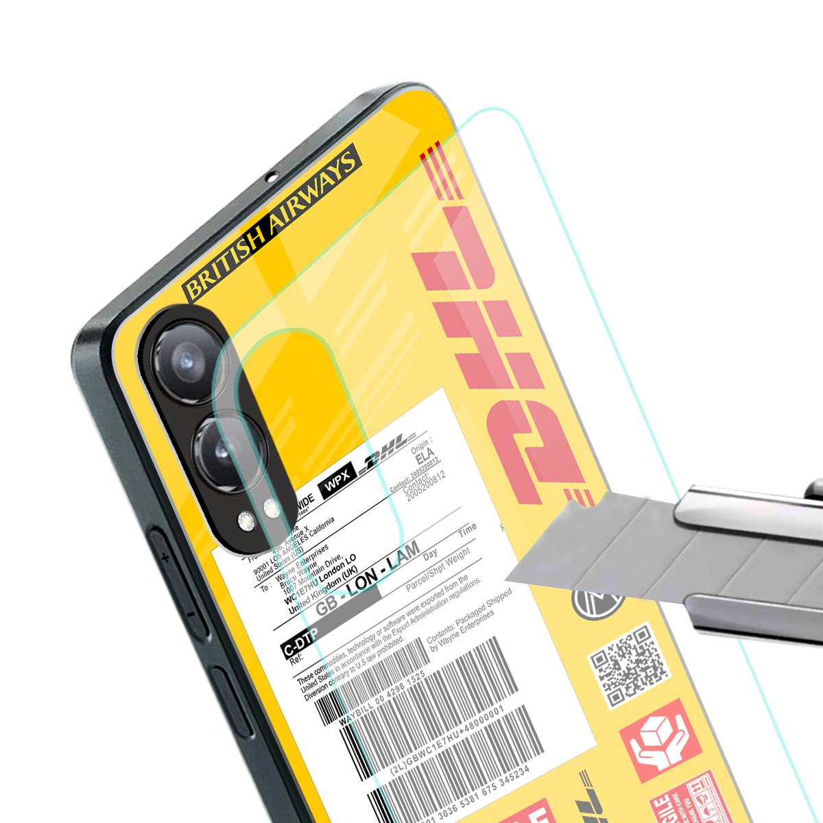 dhl yellow delivery label back phone cover | glass case for oneplus nord ce 4 lite