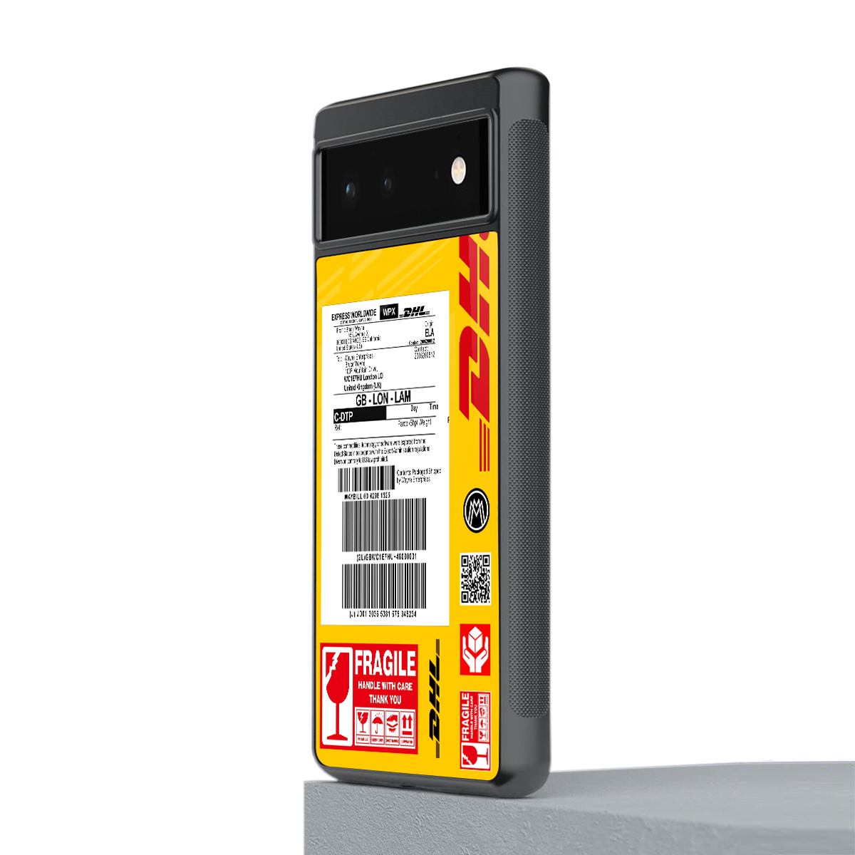 dhl yellow delivery label back phone cover | glass case for Google Pixel 6A