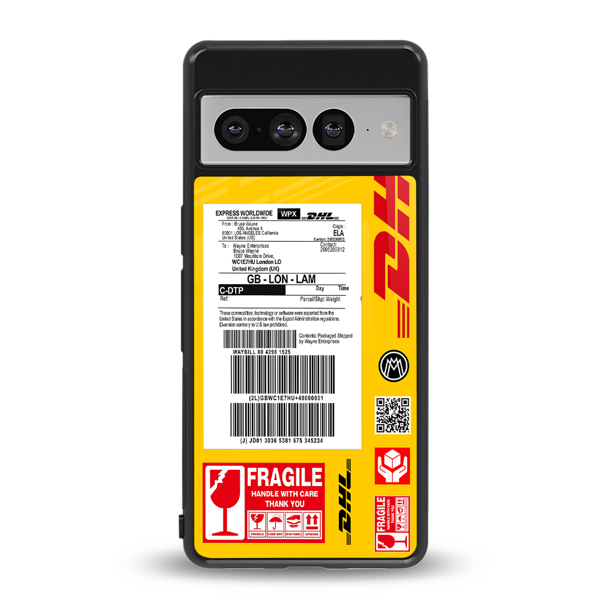 dhl yellow delivery label back phone cover | glass case for google pixel 7 pro