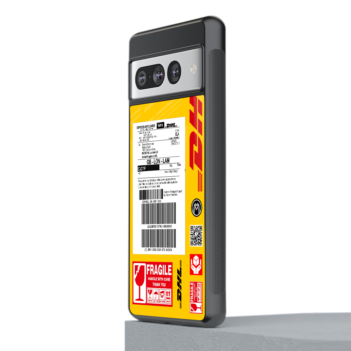 dhl yellow delivery label back phone cover | glass case for google pixel 7 pro