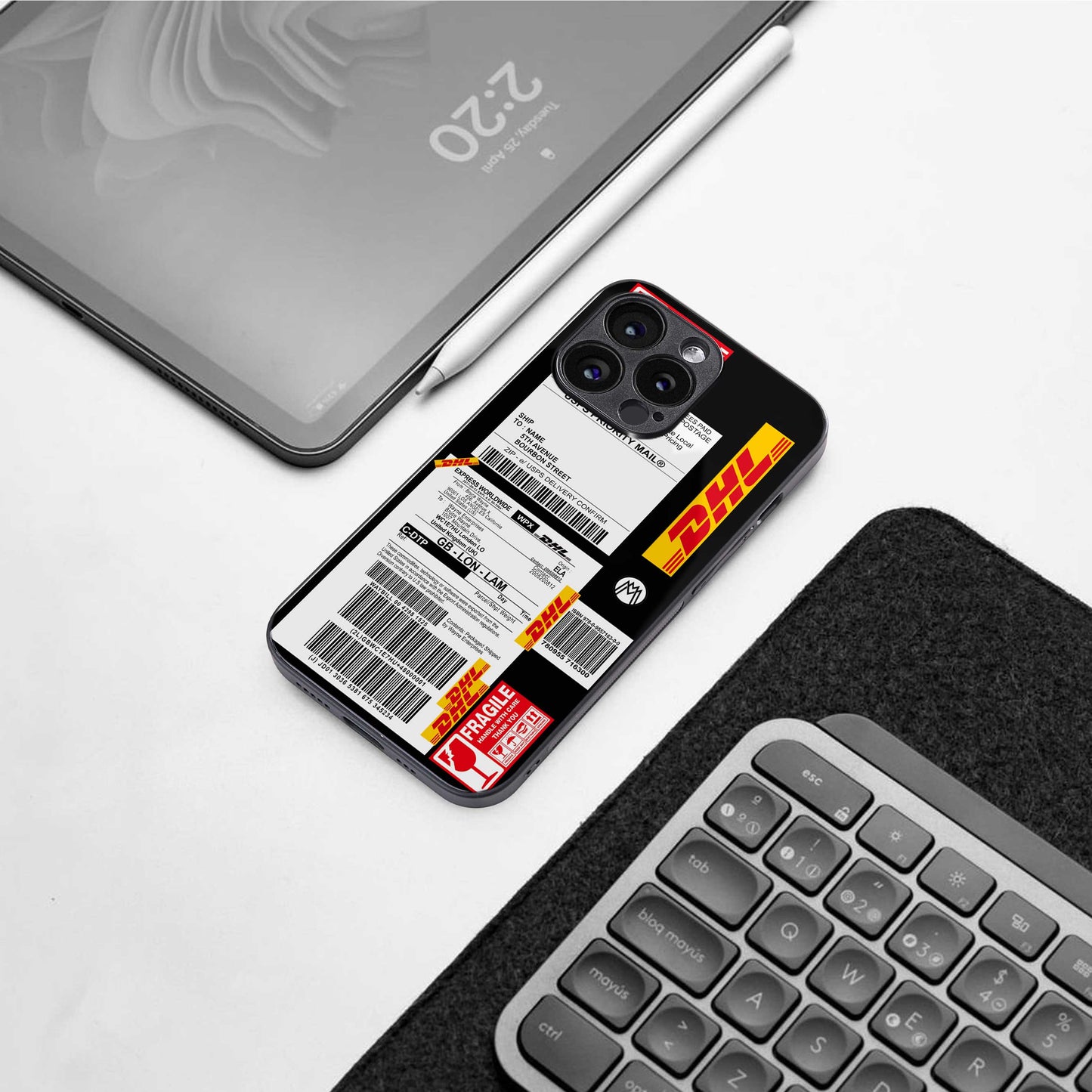 dhl delivery label back phone cover | glass case for iphone 14 pro max