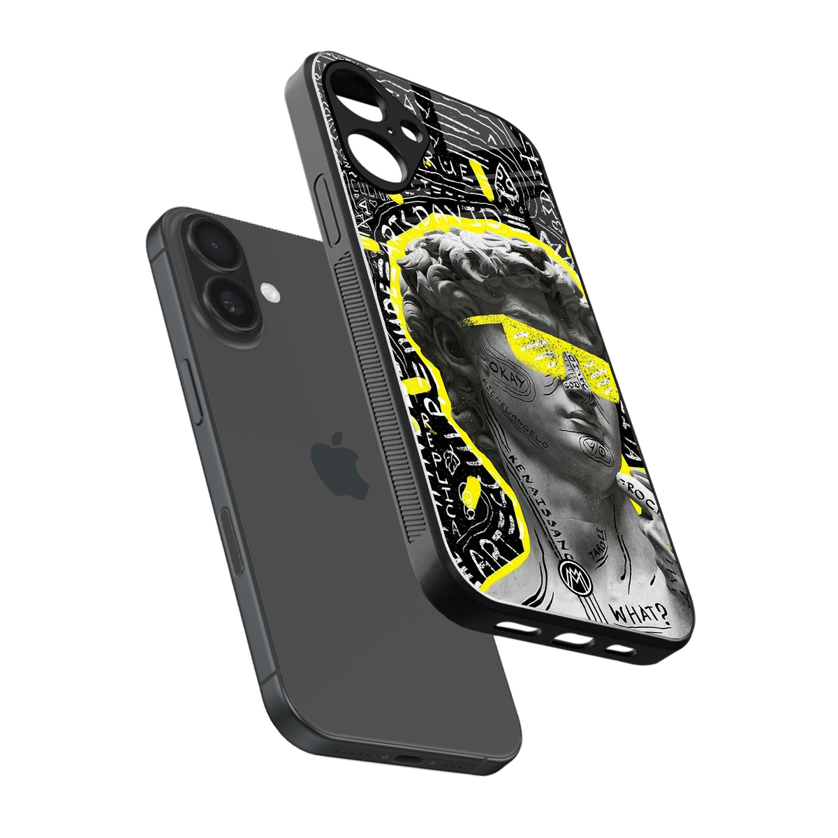 david of michelangelo back phone cover | glass case for iphone 16 plus