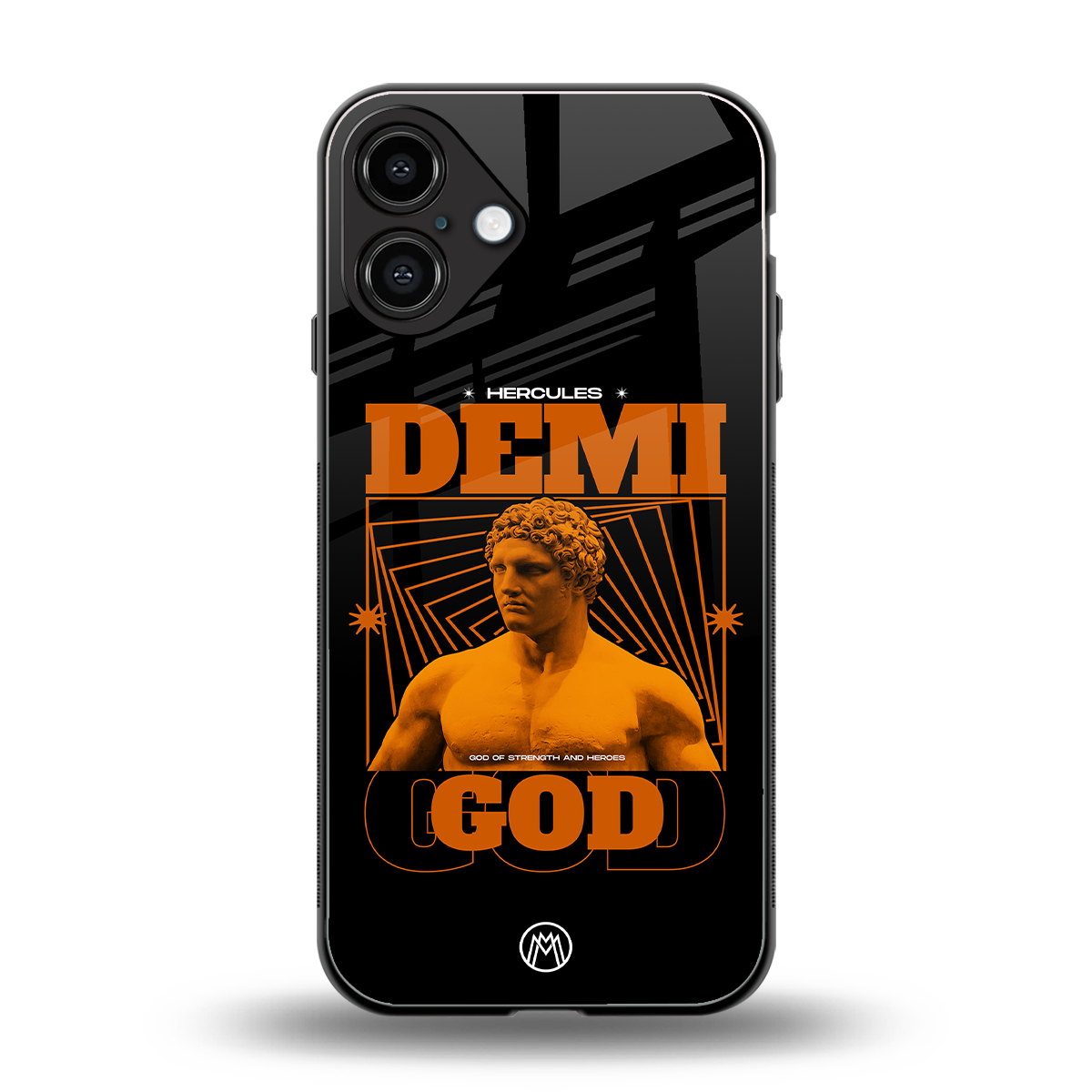 demi god back phone cover | glass case for iphone 16 plus