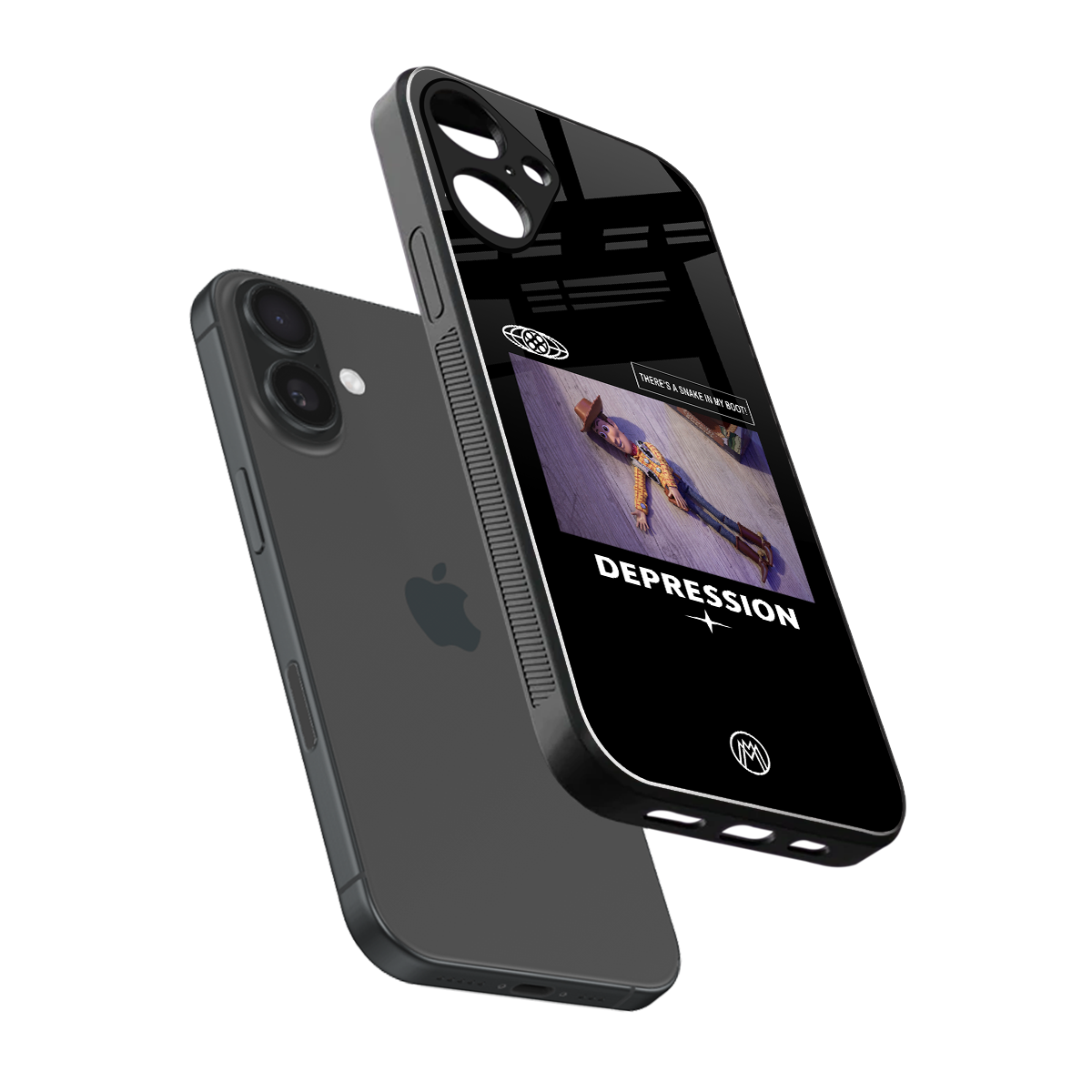 depression back phone cover | glass case for iphone 16 plus