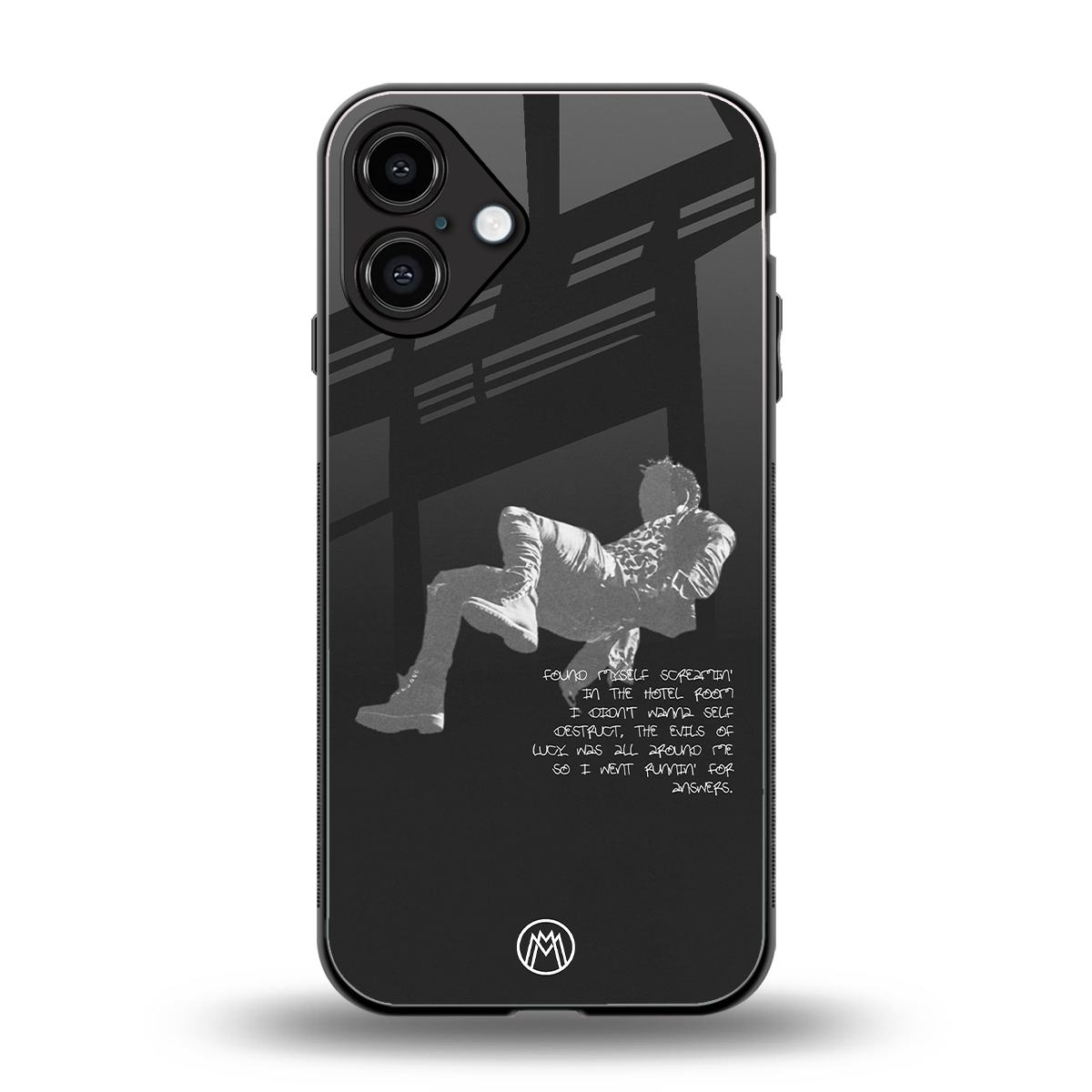 despair back phone cover | glass case for iphone 16 plus