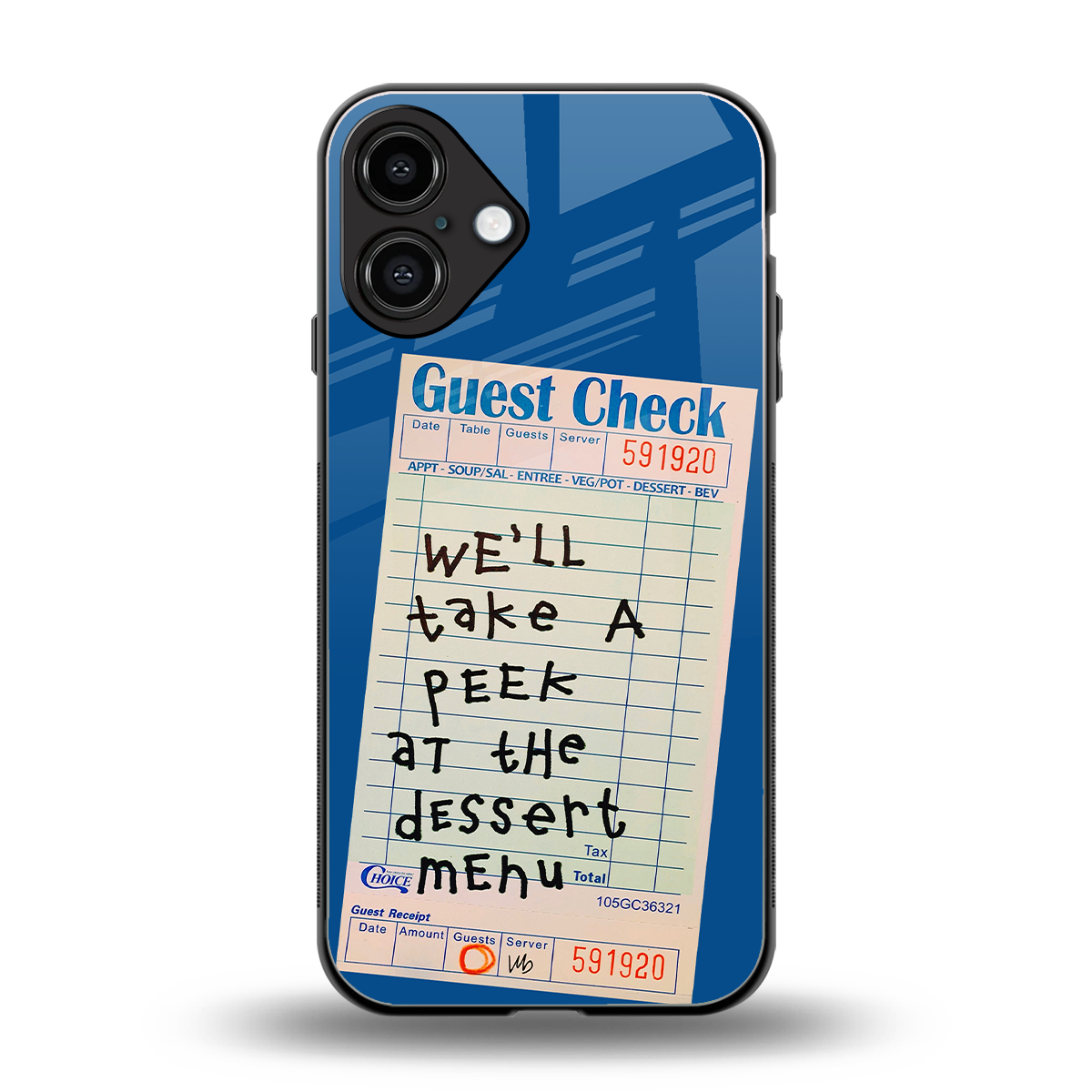 dessert menu back phone cover | glass case for iphone 16 plus